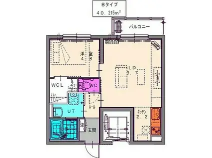 北13条東12丁目MS(1LDK/2階)の間取り写真