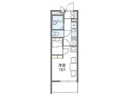 西武池袋線 所沢駅 徒歩17分 3階建 築17年(1K/3階)の間取り写真