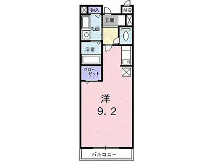 プラティーク東所沢B(ワンルーム/2階)の間取り写真