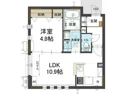 メゾンエムティ弐番館(1LDK/1階)の間取り写真