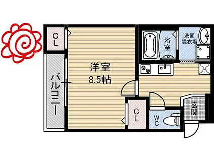 おおさか東線 高井田中央駅 徒歩7分 3階建 築1年(1K/3階)の間取り写真