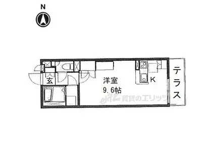 近鉄橿原線 九条駅(奈良) 徒歩3分 3階建 築10年(1K/1階)の間取り写真