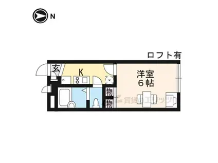 近鉄橿原線 九条駅(奈良) 徒歩13分 2階建 築20年(1K/1階)の間取り写真