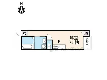 近鉄奈良線 富雄駅 徒歩3分 3階建 築1年(ワンルーム/3階)の間取り写真