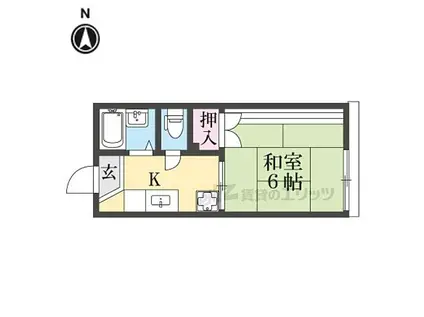 JR関西本線 法隆寺駅 徒歩5分 2階建 築33年(1K/2階)の間取り写真