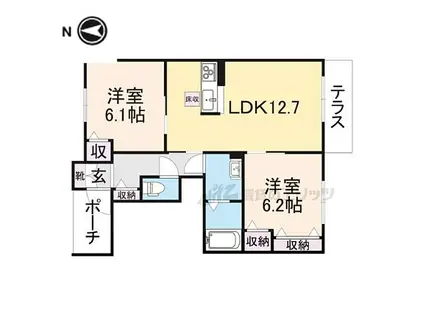 逢坂セントラルハイツ(2LDK/1階)の間取り写真