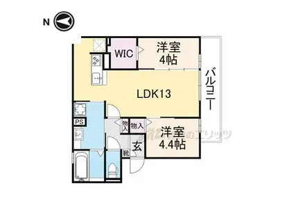 エスポワール ミヤマ(2LDK/2階)の間取り写真