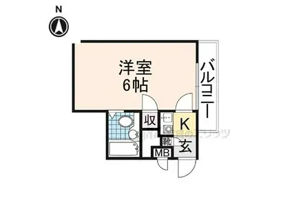 近鉄奈良線 生駒駅 徒歩19分 3階建 築34年(1K/3階)の間取り写真
