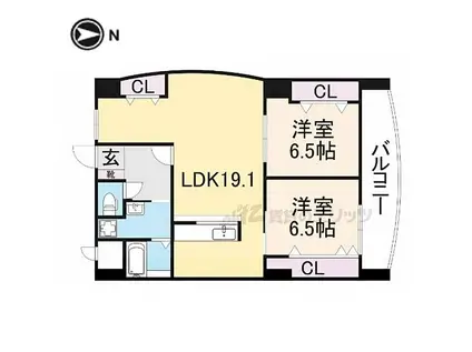 レモンシャトー(2LDK/5階)の間取り写真