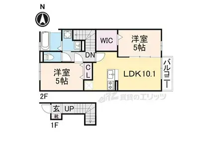 メゾンフルール トモ A棟(2LDK/2階)の間取り写真