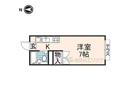 近鉄橿原線 筒井駅(奈良) 徒歩5分 2階建 築32年(ワンルーム/1階)の間取り写真