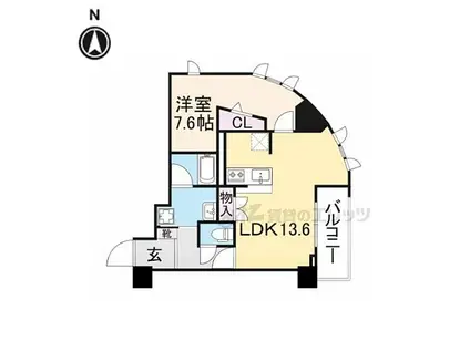 JR関西本線 奈良駅 徒歩7分 8階建 築7年(1LDK/2階)の間取り写真