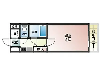 近鉄大阪線 河内国分駅 徒歩7分 4階建 築28年(1K/3階)の間取り写真