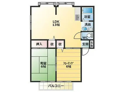大阪メトロ御堂筋線 北花田駅 徒歩10分 2階建 築32年(2LDK/2階)の間取り写真