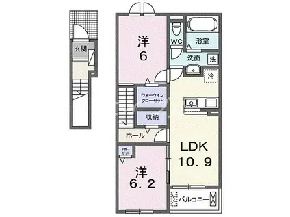 ピッツィカートI(2LDK/2階)の間取り写真