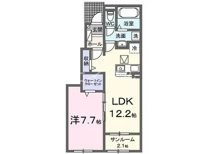 オーブN(1LDK/1階)の間取り写真