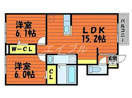 パーク倉敷B(2LDK/1階)の間取り写真