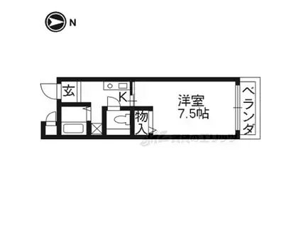 JR片町線(学研都市線) 津田駅 徒歩12分 4階建 築33年(1K/3階)の間取り写真