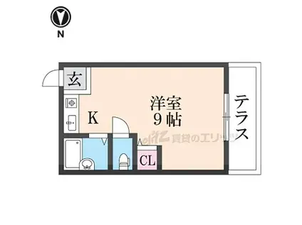 シャンテー三矢II(ワンルーム/1階)の間取り写真
