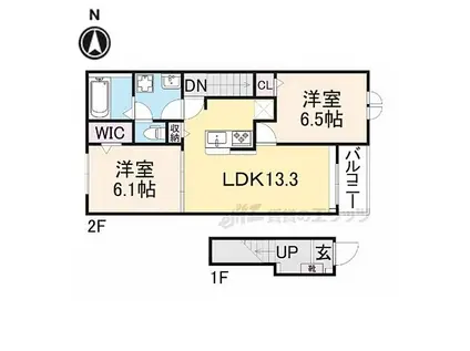グレイス大和小泉(2LDK/2階)の間取り写真