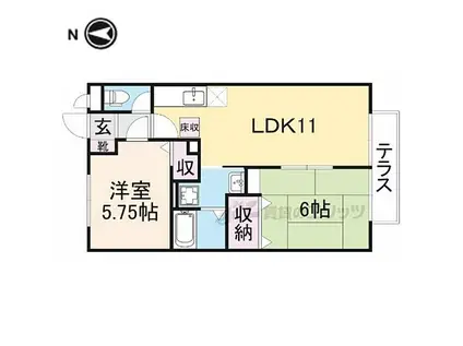 JR桜井線 長柄駅 徒歩17分 2階建 築21年(2LDK/1階)の間取り写真