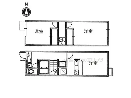 近鉄橿原線 平端駅 徒歩4分 2階建 築24年(2DK/1階)の間取り写真