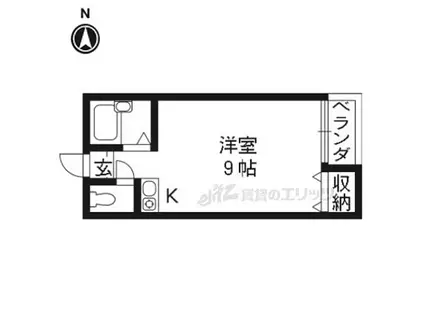 JR片町線(学研都市線) 津田駅 徒歩8分 3階建 築26年(ワンルーム/2階)の間取り写真