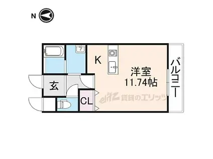 クレシタ甲斐田(ワンルーム/2階)の間取り写真