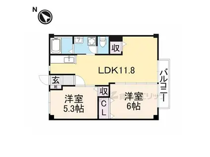 JR和歌山線 志都美駅 徒歩15分 2階建 築31年(2LDK/2階)の間取り写真