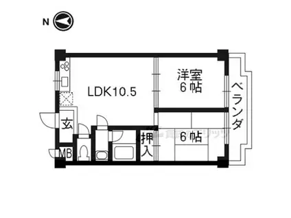 京阪本線 牧野駅 徒歩12分 4階建 築34年(2LDK/2階)の間取り写真