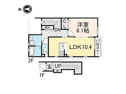 JR関西本線 法隆寺駅 徒歩5分 2階建 築18年(1LDK/2階)の間取り写真