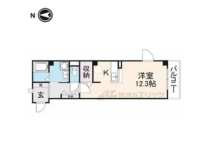 近鉄生駒線 南生駒駅 徒歩3分 3階建 築20年(ワンルーム/2階)の間取り写真