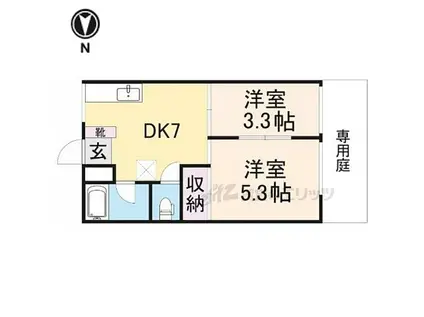 マンション香楽(2DK/1階)の間取り写真