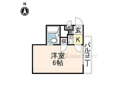 近鉄奈良線 生駒駅 徒歩19分 3階建 築34年(1K/2階)の間取り写真