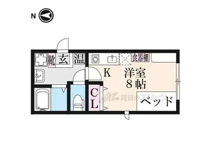 近鉄奈良線 大和西大寺駅 徒歩4分 2階建 築19年(ワンルーム/1階)の間取り写真