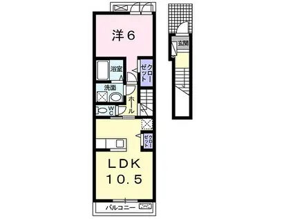 京王線 南平駅 徒歩5分 2階建 築10年(1LDK/2階)の間取り写真