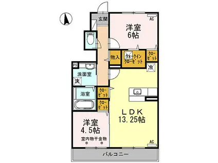 JR五日市線 秋川駅 徒歩77分 2階建 築11年(2LDK/1階)の間取り写真