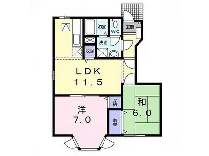 JR中央線 日野駅(東京) 徒歩19分 2階建 築28年(2LDK/1階)の間取り写真
