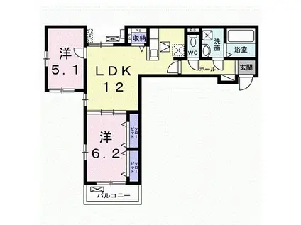 JR八高線 小宮駅 徒歩7分 3階建 新築(2LDK/3階)の間取り写真