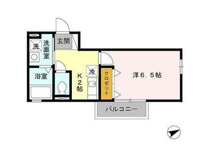 JR中央線 日野駅(東京) 徒歩6分 2階建 築17年(1K/1階)の間取り写真