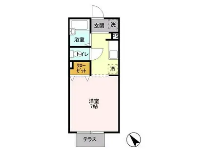 JR中央線 豊田駅 徒歩11分 2階建 築29年(1K/1階)の間取り写真