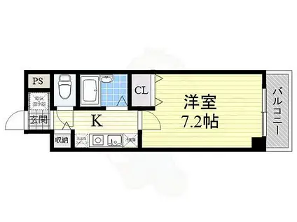 北大阪急行電鉄 緑地公園駅 徒歩13分 5階建 築27年(1K/3階)の間取り写真