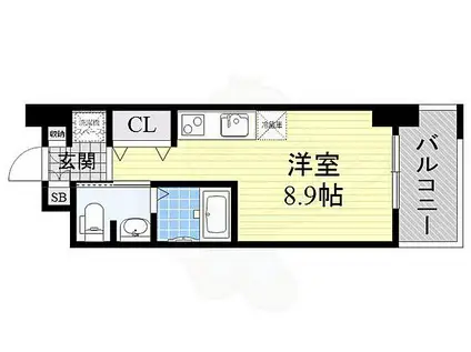 グレンパーク江坂Ⅱ(ワンルーム/3階)の間取り写真