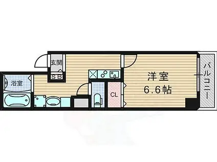 ラ・ヴィ江坂イースト(1K/3階)の間取り写真