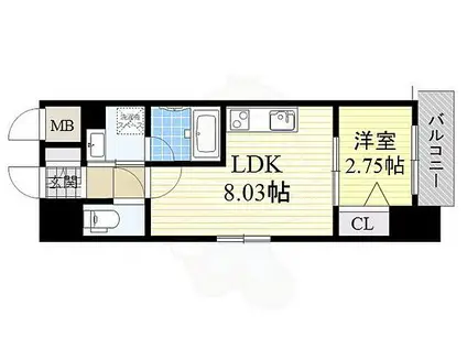 FORTUNEY江坂Ⅱ(1LDK/5階)の間取り写真