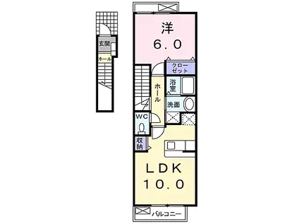 グレイスヴィラ千寿(1LDK/2階)の間取り写真