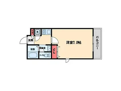 ジュネーゼ大阪城南(1K/6階)の間取り写真
