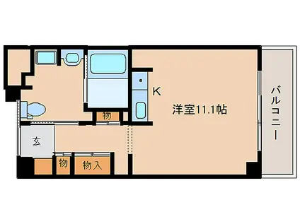 ベルアンジュ奈良(ワンルーム/2階)の間取り写真
