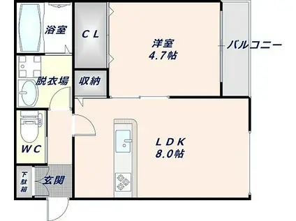 ニースKIZURI(1LDK/1階)の間取り写真