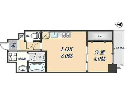 スタシオン河内山本(1LDK/7階)の間取り写真